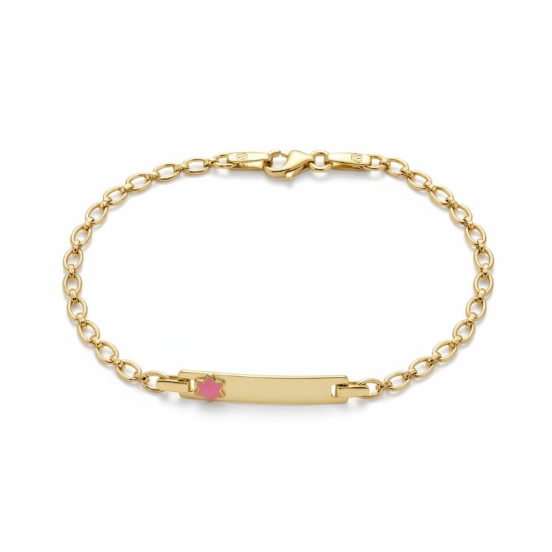 ΒΡΑΧΙΟΛΙ ΤΑΥΤΟΤΗΤΑ Κ9 ΧΩΡΙΣ ΠΕΤΡΕΣ ΠΑΙΔΙΚΗ ΜΕ ΡΟΖ ΑΣΤΕΡΑΚΙ ΠΑΝΩ ΣΤΗΝ ΠΛΑΚΑ