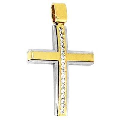 ΔΙΧΡΩΜΟΣ ΣΤΑΥΡΟΣ Κ14 ΜΕ ΠΕΤΡΕΣ ΖΙΡΓΚΟΝ - 8759