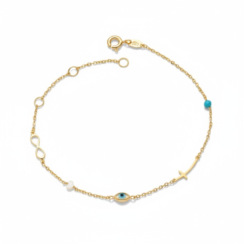 ΒΡΑΧΙΟΛΙ Κ9 ΜΕ ΣΥΝΘΕΤΙΚΕΣ ΠΕΤΡΕΣ ΚΑΙ ΜΑΡΓΑΡΙΤΑΡΙΑ - 930 ΒΡΑΧΙΟΛΙ Κ9 ΜΕ ΣΥΝΘΕΤΙΚΕΣ ΠΕΤΡΕΣ ΚΑΙ ΜΑΡΓΑΡΙΤΑΡΙ, ΣΤΑΥΡΟΥΔΑΚΙ, ΤΟ ΣΗΜΑ ΤΟΥ ΑΠΕΙΡΟΥ, ΕΝΑ ΜΑΤΑΚΙ ΚΑΙ ΜΙΑ ΤΥΡΚΟΥΑΖ ΠΕΤΡΑ